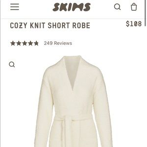 SKIMS cozy knit short robe in bone